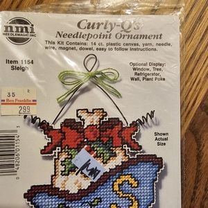Vintage Wire Whimsy Counted Cross Stitch Christmas Ornament Kit Santa Sleigh